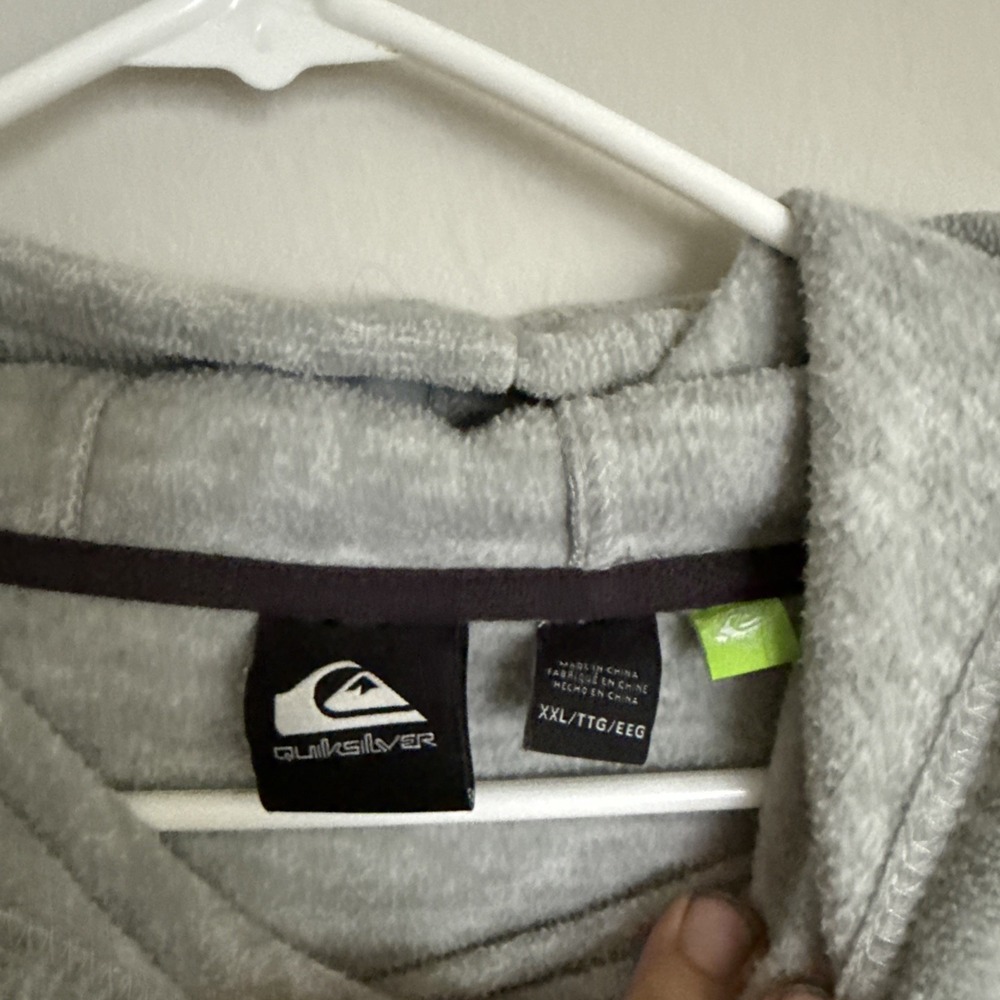 Quicksilver Hoodie Mens 2XL XXL Grey Pullover Hooded Surf Lightweight - Picture 7 of 12